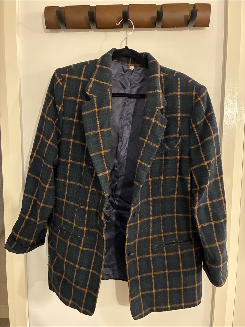 Men's Dark Green Windowpane Blazer - Classic Tailored Look - Picture 1 of 2
